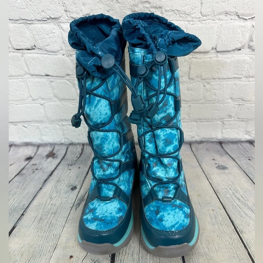 Lands End Kids Snow Boots Rain  Water Proof Blue Tie dye toddler size 1